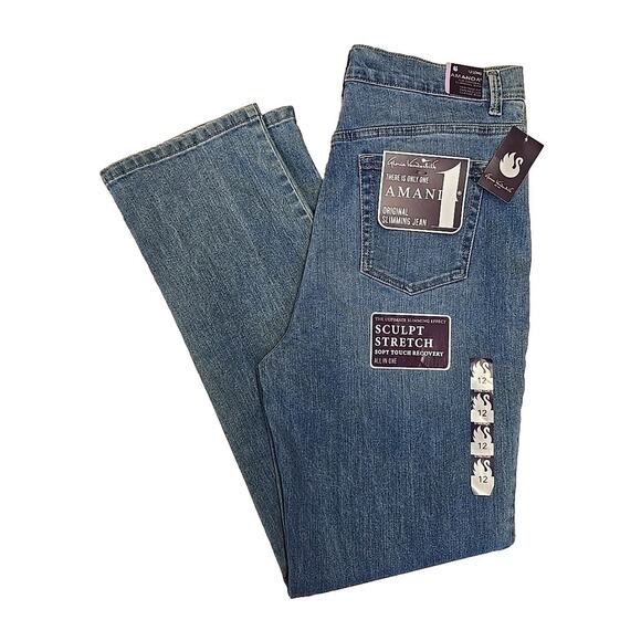 New Gloria Vanderbilt Women's Amanda Jeans 12 Long Tapered Leg Slimming Stretch - Picture 1 of 10